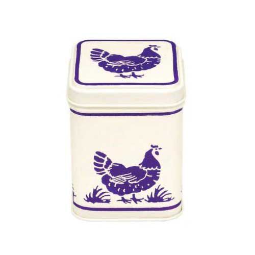 Emma Bridgewater Small Square Tin Blue Hens 76x76x93mm